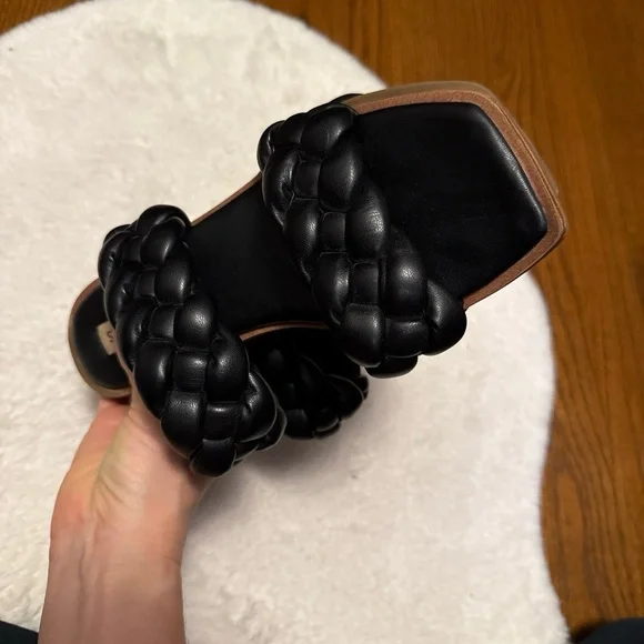 STEVE MADDEN Womens Size 7.5 Black Braided Square Toe Double Straps Casual Chic‎ - Picture 11 of 11